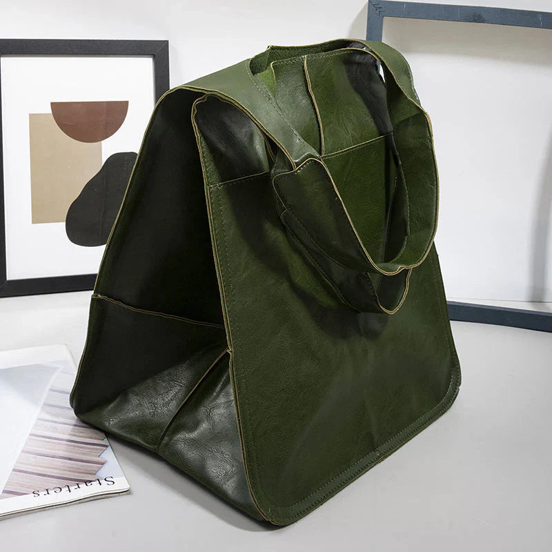 Oversized Vintage Leather Shoulder Bag for Women – Timeless Style Meets Everyday Functionality