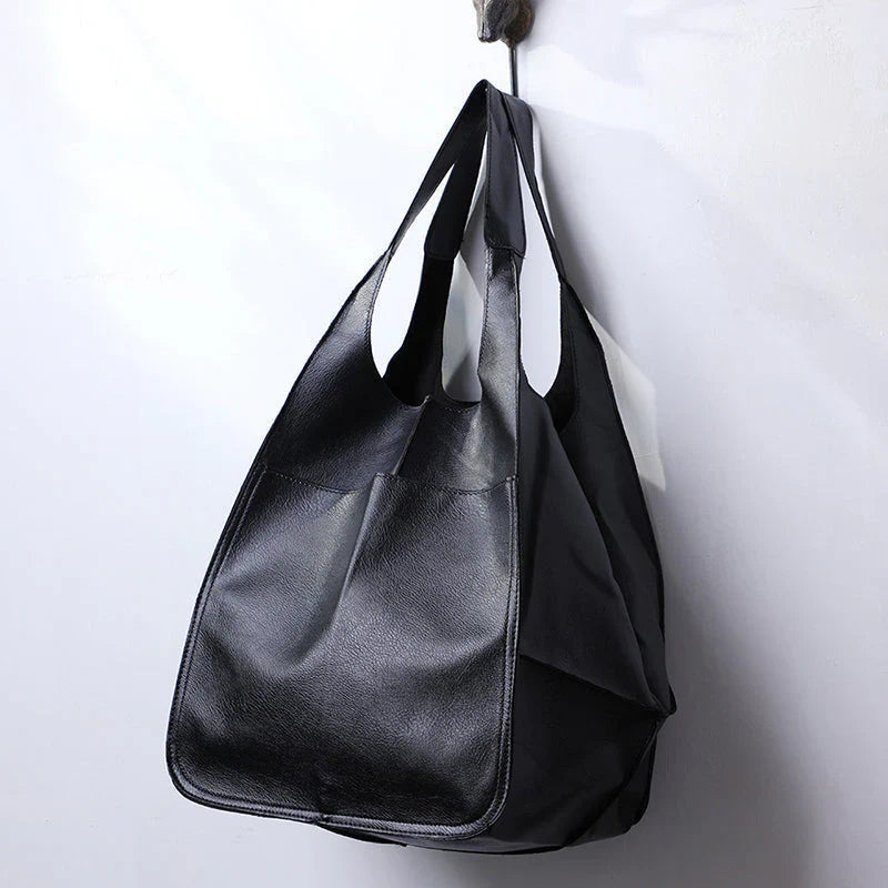 Oversized Vintage Leather Shoulder Bag for Women – Timeless Style Meets Everyday Functionality