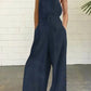 Corinth - Regular jumpsuits with plain buckle and square collar