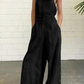 Corinth - Regular jumpsuits with plain buckle and square collar