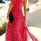 Cassey - Bohemian Print Patchwork Halter Pleated Dresses