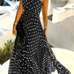 Cassey - Bohemian Print Patchwork Halter Pleated Dresses