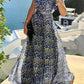Cassey - Bohemian Print Patchwork Halter Pleated Dresses