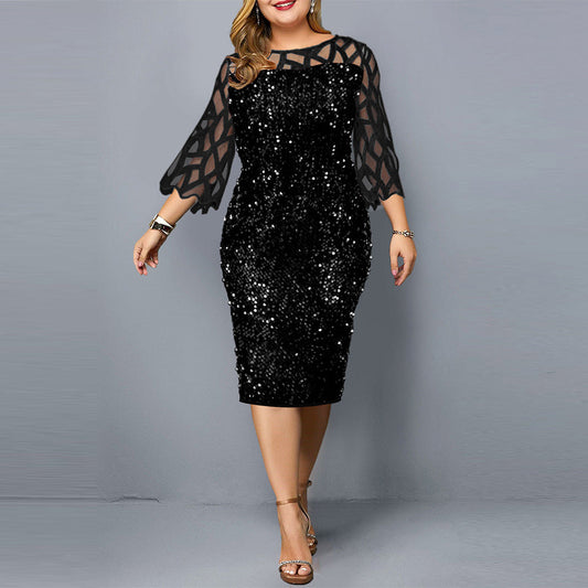 Azucena - Festive women's dress with lotus flower sleeve and sequins