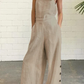 Corinth - Regular jumpsuits with plain buckle and square collar