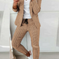 Olivine - Casual Checked Long Sleeve Two Piece Set