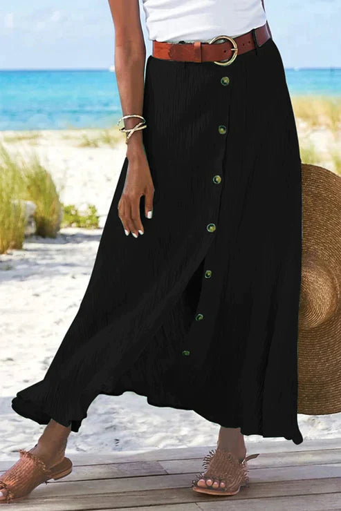 Princess - High waisted solid skirt with buckle and buttons