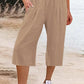 Amelyn - Simple high waisted wide leg trousers, solid colour, mid length