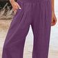 Amelyn - Simple high waisted wide leg trousers, solid colour, mid length