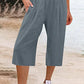 Amelyn - Simple high waisted wide leg trousers, solid colour, mid length