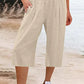 Amelyn - Simple high waisted wide leg trousers, solid colour, mid length