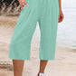 Amelyn - Simple high waisted wide leg trousers, solid colour, mid length