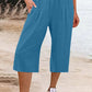 Amelyn - Simple high waisted wide leg trousers, solid colour, mid length
