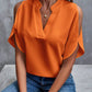 V-Neck Blouse with Short Flare Sleeves