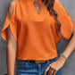 V-Neck Blouse with Short Flare Sleeves