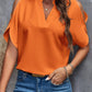 V-Neck Blouse with Short Flare Sleeves