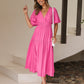 Emilia - dress with V-neck and puff sleeves