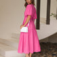 Emilia - dress with V-neck and puff sleeves