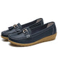 Leather Cut-Out Ballerina Flats for Women