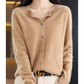 Pure Merino Wool Women's O-neck Cardigan Cashmere Sweater