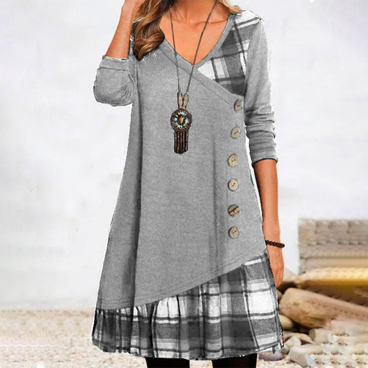 Lillie - Checked dress with long sleeves