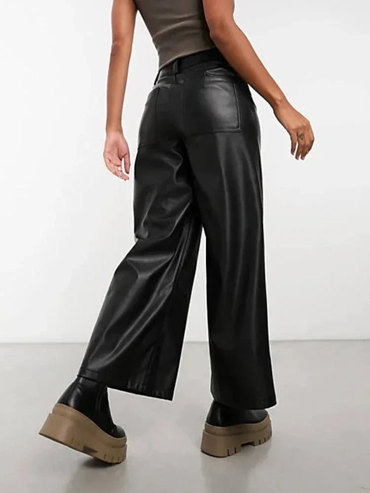 SleekEdge High-Waist Leather Pants for Women
