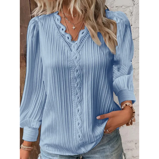 Stylish Women's Blouse with V-Neck & Long Sleeves – Alvara