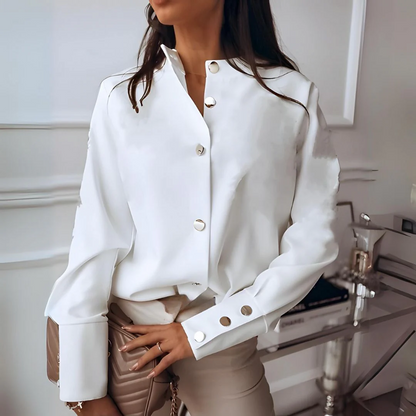 Stylish women's shirt with button placket and classic collar – Norea
