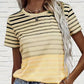 Striped Women's T-Shirt with Round Neck & Gradient – Melia