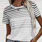 Striped Women's T-Shirt with Round Neck & Gradient – Melia