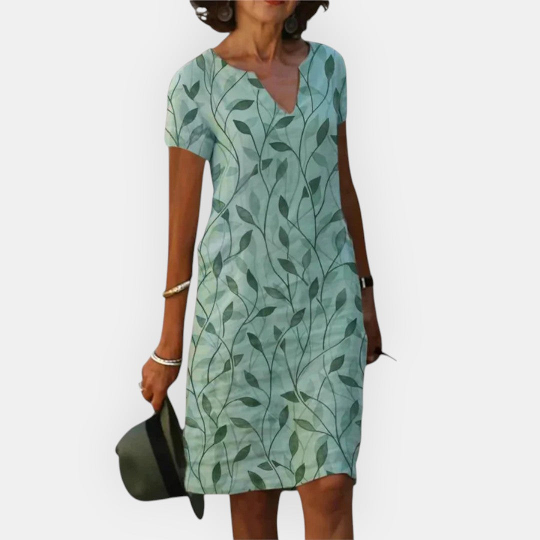 KAIRA | LEAF PRINT SHIFT DRESS