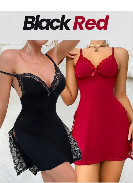 Seductive lace nightdress with V-neck – Loreen