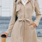 Elsie - Mid-length zip-up coat with stand-up collar and belt