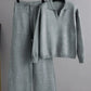 Corene - 2-piece set women's oversized tracksuit, sweater with polo collar and pants