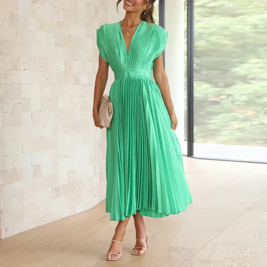 Esther - Pleated V-neck maxi dress