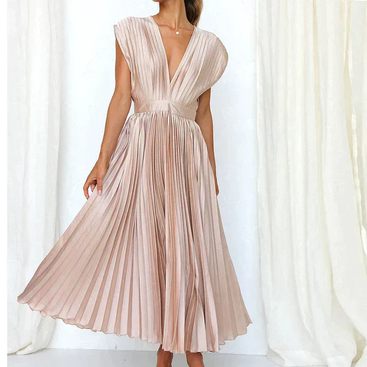 Esther - Pleated V-neck maxi dress