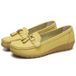 Leather Cut-Out Ballerina Flats for Women