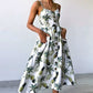 Susan - Summery sexy midi dress with beach print