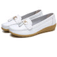 Leather Cut-Out Ballerina Flats for Women