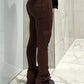 Paulina - Casual high waist ribbed trousers