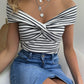 Trendy Off-Shoulder Striped Top with Twist Detail – Amélie
