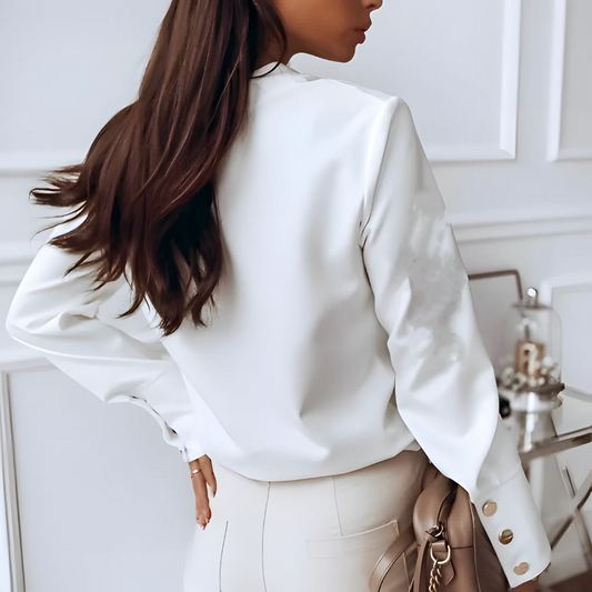 Stylish women's shirt with button placket and classic collar – Norea