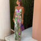 Anisten - Colorful, sexy maxi dress with halo dye print and detachable scarf