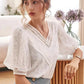 Mabel - Retro lace blouse with puff sleeves