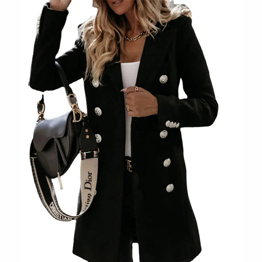 Elegant Long Wool Coat for Women