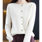 Pure Merino Wool Women's O-neck Cardigan Cashmere Sweater