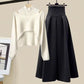 Evelyn - Spring Knitted Top, Half Skirt, Three Piece Set