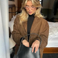 Oversized Brown Suede Trenchcoat with Wide Lapel