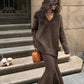 Rosie - Women's Knitted Top and Skirt Set with V-Neck