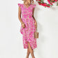 WENNY - Short sleeve dress with floral V-neck